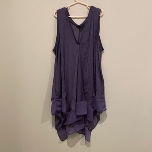 Sleeveless purple blouse